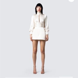 Shiloh Ivory Satin Mini Dress (Altered Length)